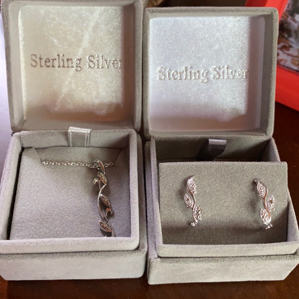 Brand New Sterling Silver Necklace & Earring Set